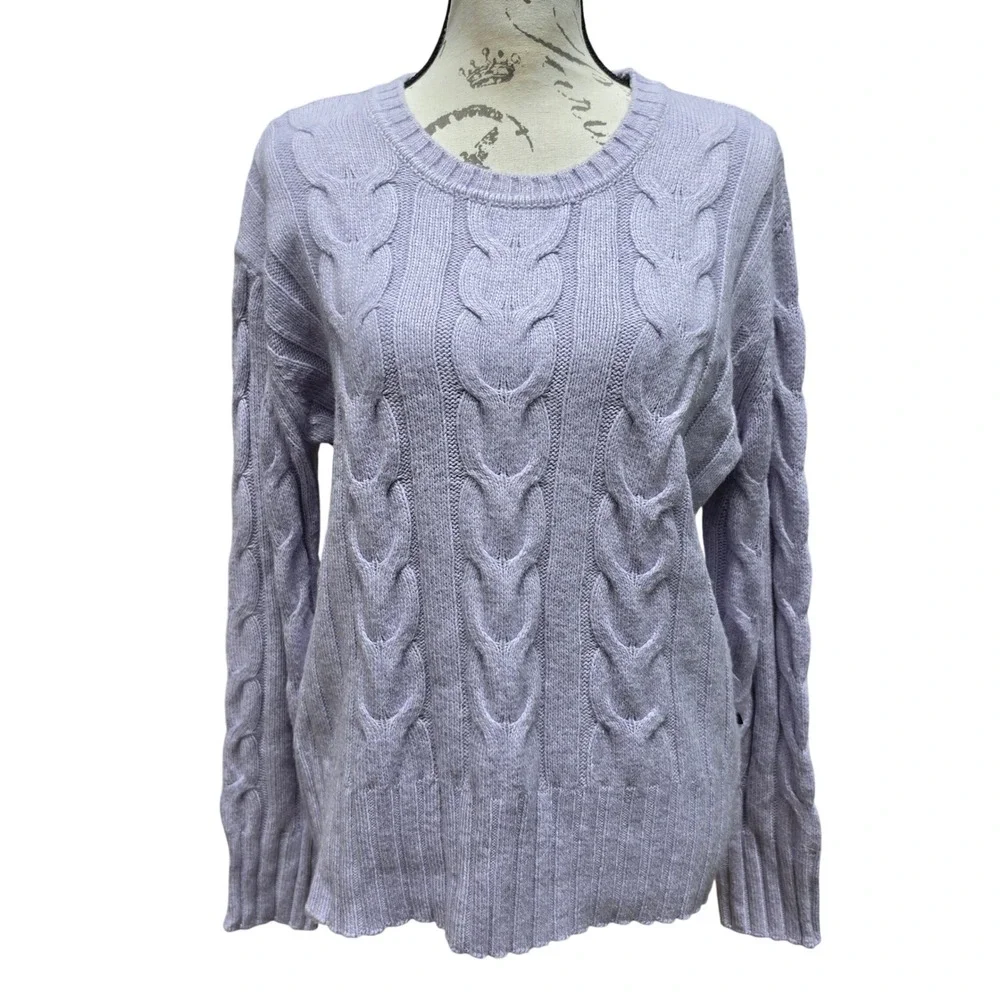 Banana Republic Womens Lavender Purple Cable Knit Crew Neck Sweater NLN02685 M